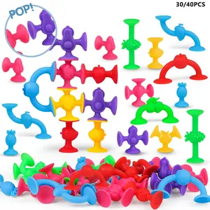 30/40pcs Stress Relief Toys for Kids and Adults, Stacking Bath Toys, Fruit Shape Educational Toys, Counting & Color Recognition, Birthday Gifts for Boys Girls 3-6 Years