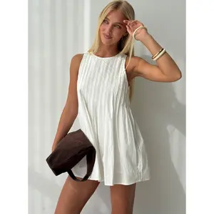 Dreamboat Pleated Mini Dress White