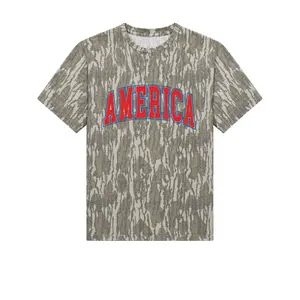 America Patriotic Camo T-Shirt, Red Blue Graphic Letter Tee, Casual Short Sleeve Shirt for Men Women, American Pride Gift Top