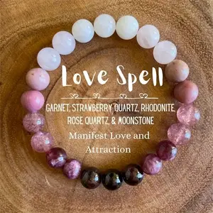 Love Spell Bracelet Manifest Love And Attraction Healing Crystal Bead Gorgeous Beads Stone Gemstone Jewelry Energy Healing Love Girlfriend Boyfriend Souvenir Valentine Father Mother Anniversary New Year Christmas Halloween Birthday Gift