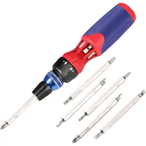 12-in-1 Ratcheting Multi-Bit Screwdriver Set, Quick-load Mechanism Screwdriver with Double End Bits in Handle