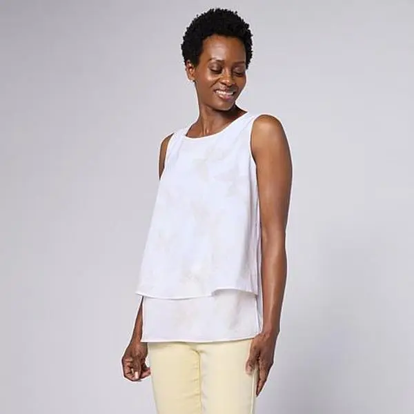 DG2 by Diane Gilman Printed Mixed Media Easy Tank DG2 by Diane Gilman Printed Mixed Media Easy Tank