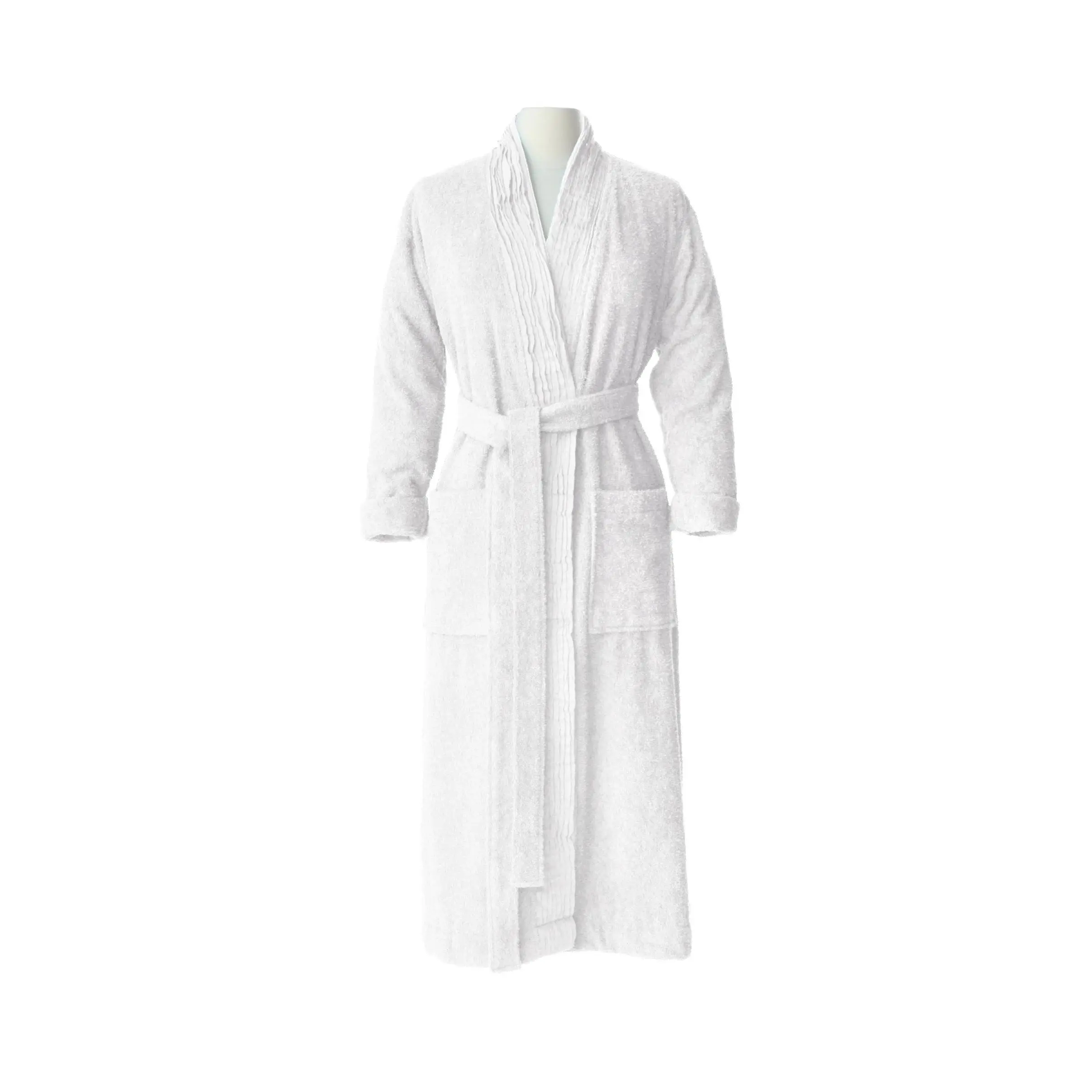 Turkish Cotton Bathrobe for Women, 100% Cotton Terry Cloth Robe, Plush Soft Spa Robe with Pockets, Long Pleated Shawl Collar Housecoat, Lightweight Absorbent Loungewear