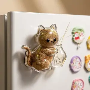 Magnetic Cat/Dog Hair and Whisker Fridge Magnet: Cute Pet Collectible for Storing Cat Hair and Whiskers—Transparent Decorative Item