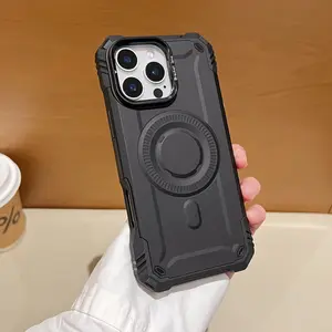 Thick Military Armour Magnetic For Magsafe Case For iPhone 16 15 14 13 12 16 Pro Max Plus Heavy Duty Lens Holder Protector Cover Smartphone Protection Cellphone Protective