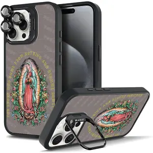 Shockproof Phone Case with Our Lady of Guadalupe & Motivational Slogan For iphone 17/AIR 16 15 14 13 12 11 PRO PLUS MAX COOL Fashionable Tough Magnetic Durable Metal lens frame Film Bracket Stand Gift Full Protection Camera Holder Cover 11X-L0568