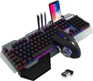 Wireless Keyboard and Mouse Combo,Removable Wrist Rest Mechanical Feel and 7 Color Mute Gaming Mice for PC PS4 PS5 mouse and led keyboard keyboardset membrane  keyboard 120  percent
