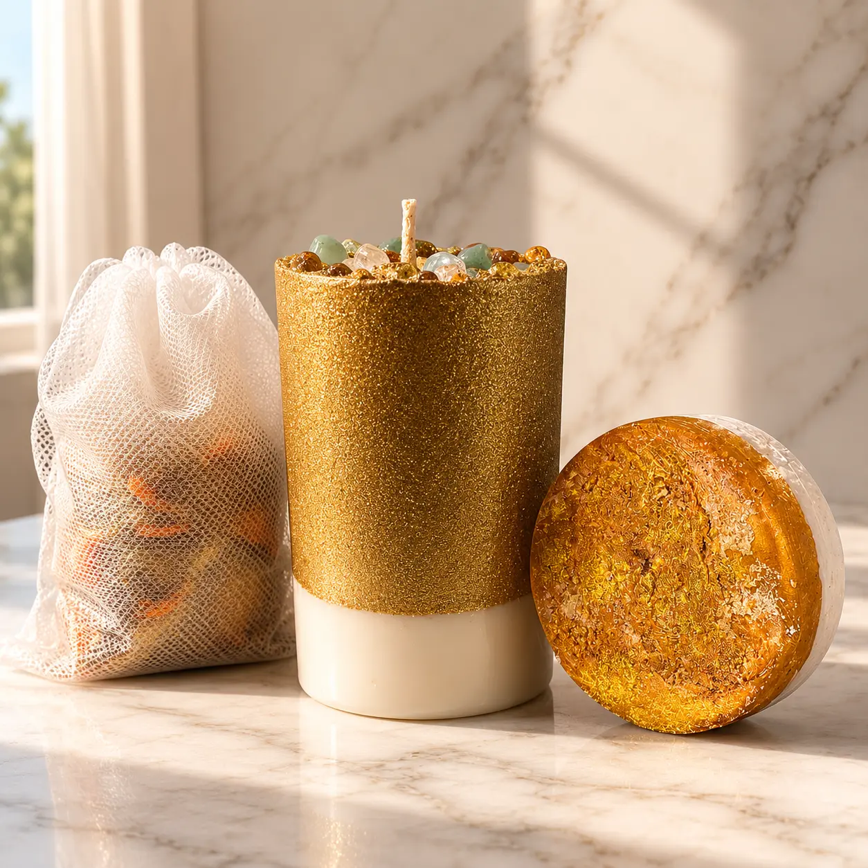 Abundance Full Ritual | Money Soap, Candle & Bath Bag Set