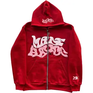 Y2K Hoodie Men Puff Print Zip up Hoodie Y2K Jacket 90S Vintage Designer Hoodies Graphic Streetwear Emo Sweatshirt ZENMANCHEN