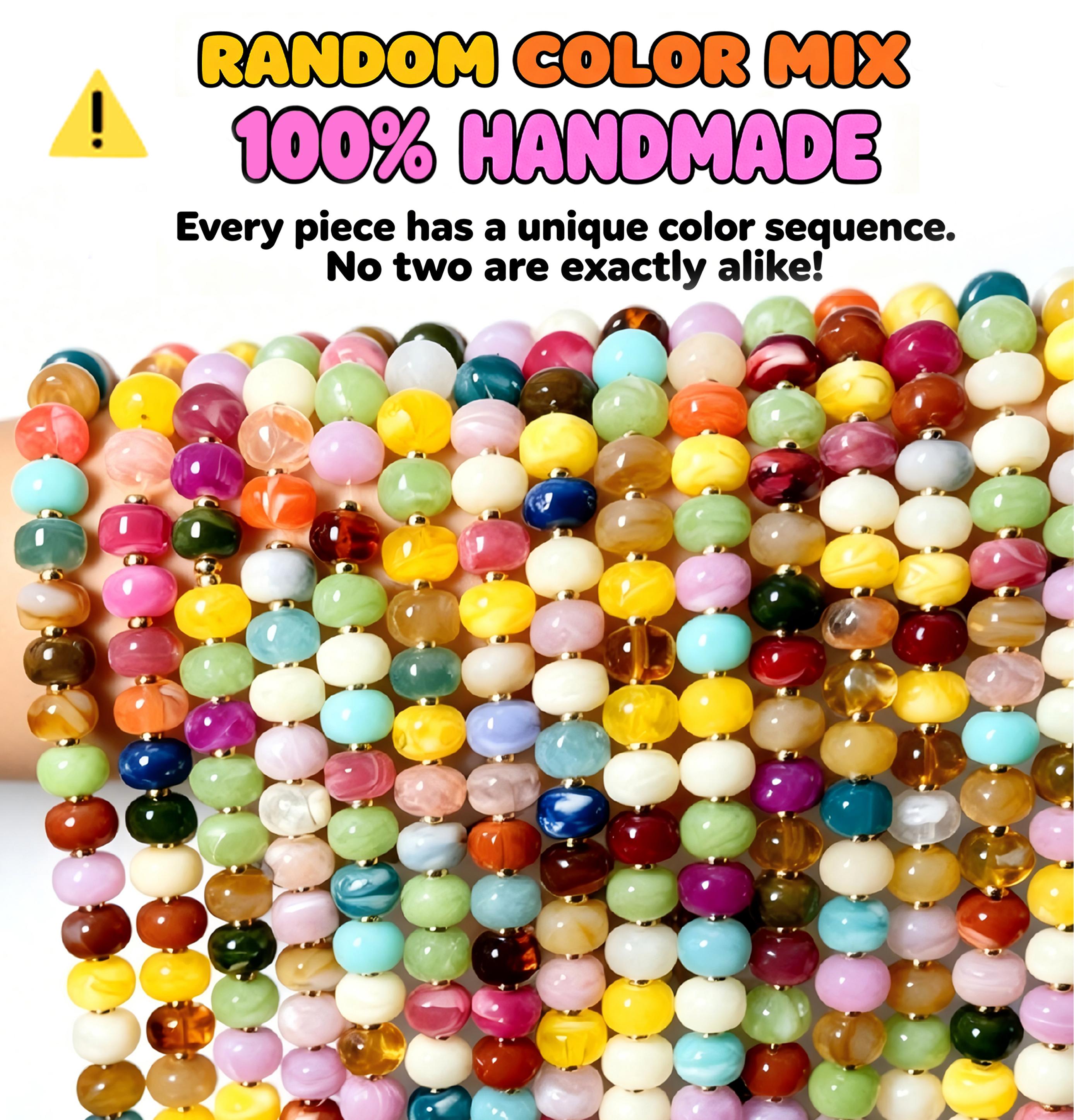 MIAZQ Women's Handcrafted Dopamine Chunky Beaded Alloy Choker Necklace, Brightly Colored Resin Beads, Female Summer Beach Statement Costume Jewelry to Boost Your Mood, Pu, Chunky Necklaces, Beaded Necklaces