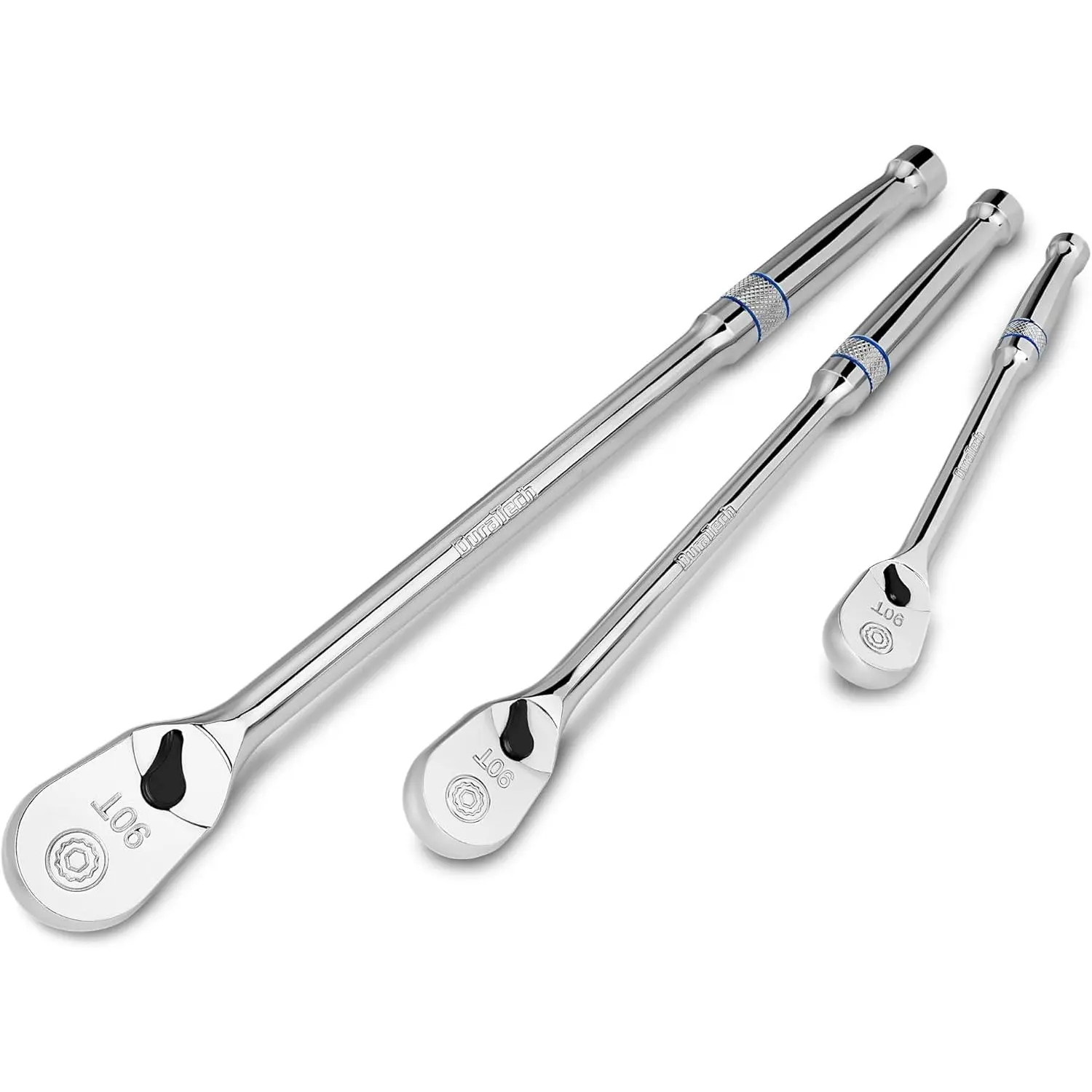 3- Extra Long Drive Ratchet Handle, 1/4", 3/8", 1/2" 90- Ratchet Wrench with Dust Proof Teardrop Enclosed , Reversible, CR-V Steel Made, CR-MO , Full Polished, Gifts for Men