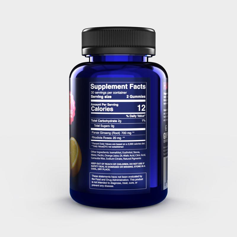 Natural Ginseng Gummies for Energy | Focus Brain Health & Stress Relief | Non-GMO, Sugar Free |  Lemon Flavor |Boost Energy & Stamina |  Dietary Supplement by MR. PINK