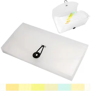 13 Pocket Receipt Folder/ Accordion File Organizer/ Plastic Check Bill File Folder/Expanding File Folder/ Expanding  Organizer with Labels/ Document Organizer Folder (White Translucent)