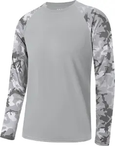Men's Long Sleeve Fishing Shirts, UPF 50+ Camo Sun Protection Rash Guard, UV Shirt for Swimming Hunting OutdoorGift.