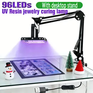 Professional LED Resin Curing Light, Equipped with 96 LEDs Beads High-power Light Source Enables Rapid Curing. It Comes with A Desktop Stand Featuring Freely Adjustable Height And Angle, And Supports USB Plug-and-play. Suitable for DIY Jewelry