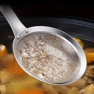 Filter Scoop Stainless Steel Fat Skimmer Spoon Fine Mesh Strainer Food Strainer With Handle Kitchen Efficient Oil Skimmer Strainer