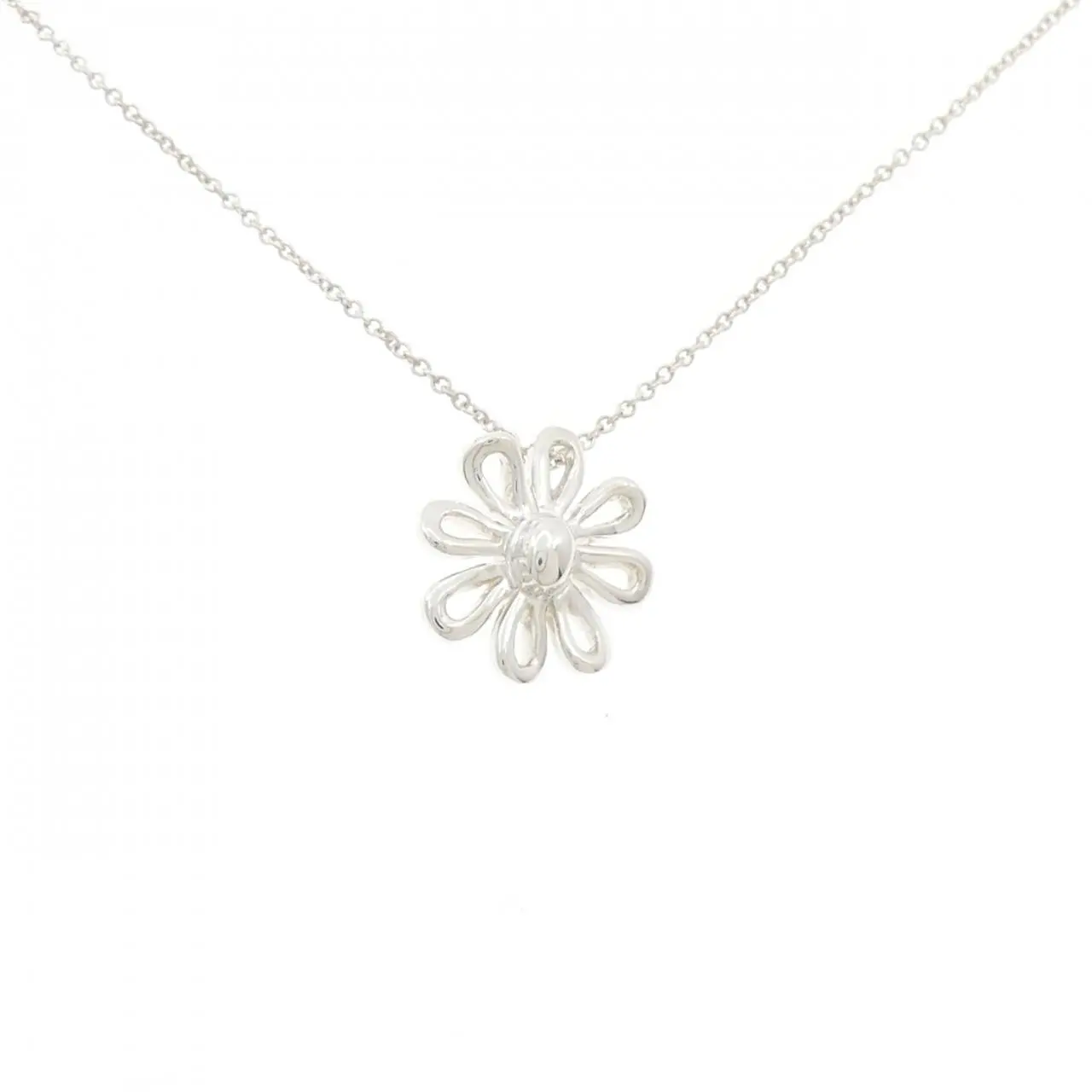 Pre-owned Tiffany & Co. Sterling Silver 925 (Ag925) Small Leather Goods Tiffany Daisy 925 Silver Necklace