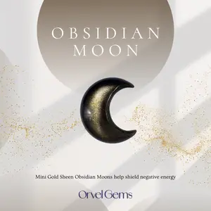 Mini Golden Sheen Obsidian Moon – Pocket Protection Stone | Small Crystal Carving Gift for Crystal Lovers & Home Decor