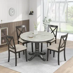 Orisfur 5-Piece Dining Set for 4 People |   Solid Wood Table with 4 Chairs |   Stylish Kitchen and Dining Room Furniture, Perfect for Family Meals and Modern Home Decor