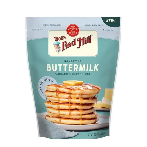 Bob's Red Mill Homestyle Buttermilk Pancake & Waffle Mix - 20 oz Bag (Pack of 1) - Just Add Water, Simple Ingredients