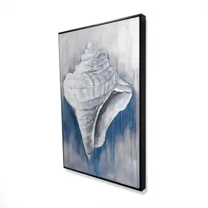 360 Stand Blue Conical Shell Marine Coastal Framed Wall Art, 24x36 in, Art Wall Decor, Artwork for Bedroom, Artistic Room Decoration, Ideal Home Supplies Gift, Posters & Prints