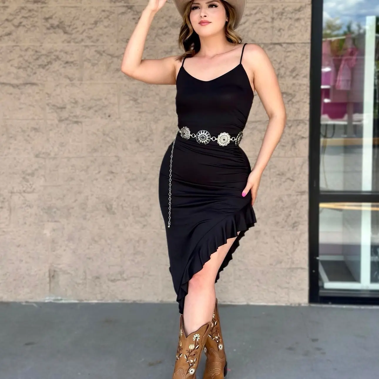 Ruffle midi dress western party Ruffle midi dress western party