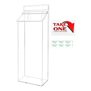 Outdoor Trifold Brochure Holder Holds 4" x 9" Promotional Pamphlets Clear Acrylic Wall Mount Rack Card Box with Lid Includes Take One Sticker and Adhesive Strips by 321 Plastics
