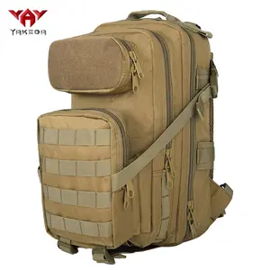 YAKEDA Large Capacity Multi-Layer Backpack 30L, Multiple Zippered Compartments, Front Molle Webbing System, Magnetic Patch Area