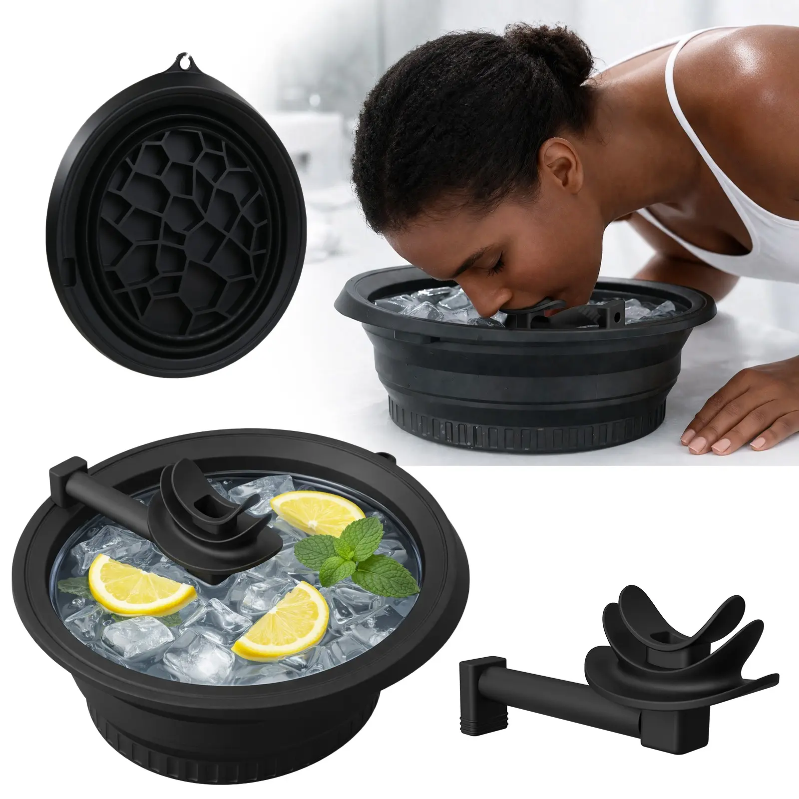 Breathable Foldable Ice Box Ice Bucket, Silicone Facial Ice Bath, Shrinks Pores, Promotes Blood Circulation, Cold Immersion Skincare, Gift for Men and Women