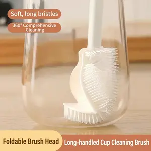 (Buy 1 get 1  free)Silicone brush with long handle and flexible bendable head design – ideal for cleaning baby bottles, glass bottles, kettles and blenders