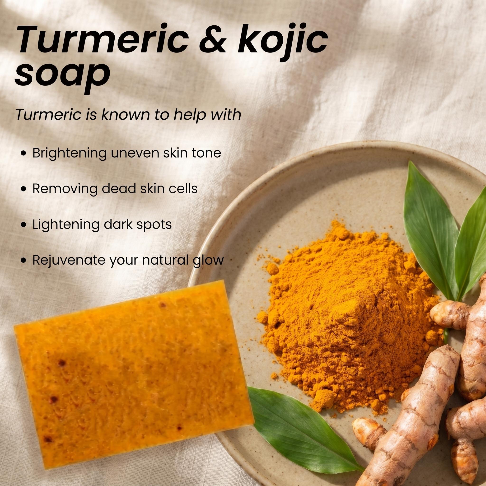 3PCS Lemon Turmeric KojicAcid Soap, Natural Organic Turmeric Face and Body Wash Soap Bar, Firm Pores, Even Out Skin Tone,Lemon Turmeric Glowing Skin Care Soap, Deep Clean
