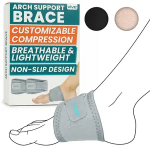 Vive Foot Arch Support Brace (Pair) - Wrap Corrector for Flat Foot, Plantar Fasciitis, Pain Relief, Fallen Arches - Compression Sleeve Strap for Feet - Gel Bands Inserts For Women & Men - Insert for Under Socks