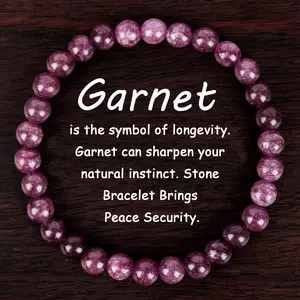 1pc GADASLUY Handcrafted Garnet Bracelet - 6mm January Birthstone, Symbolizes Positivity & Rejuvenation, Solid Purple Beads with Enhancing Properties, Perfect Gift for Peace & Wellness
