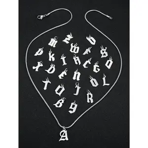 Minimalist Letter Necklace , Light Luxury Silver Gothic Font Pendant, Niche Design Versatile Necklace