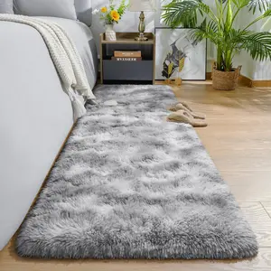2x6 Feet Soft Runner Rugs for Bedroom Plush Fluffy Rug, Shag Furry Area Rug Carpet Non Shedding for Nursery Children Kids Girls Room Home Hallways Decorative, Grey and White
