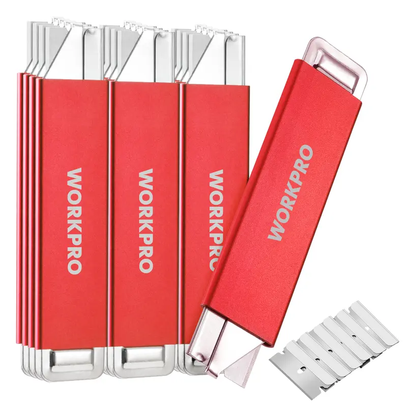 #toolupgrade WORKPRO 12-Pack Box Cutter Retractable - Utility Knife with Single Edge Razor Blade - Razor Knife Box Opener Cardboard Cutter with Metal Sheathes- Extra 12-Pack Razor Blades for Replacement
