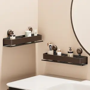 No-Drill Wall-Mounted Storage Shelf with Drainage Holes — Advanced Suction-Cup Floating Organizer — Space-Saving Storage Rack for Bathroom, Kitchen, and Living Room