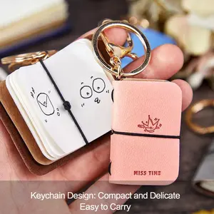 2Pcs Mini Notebook with Keychain Portable Leather Notepad for Office Stationery Compact Desk Organizers & Accessories Ideal for Students & Professionals  gifts