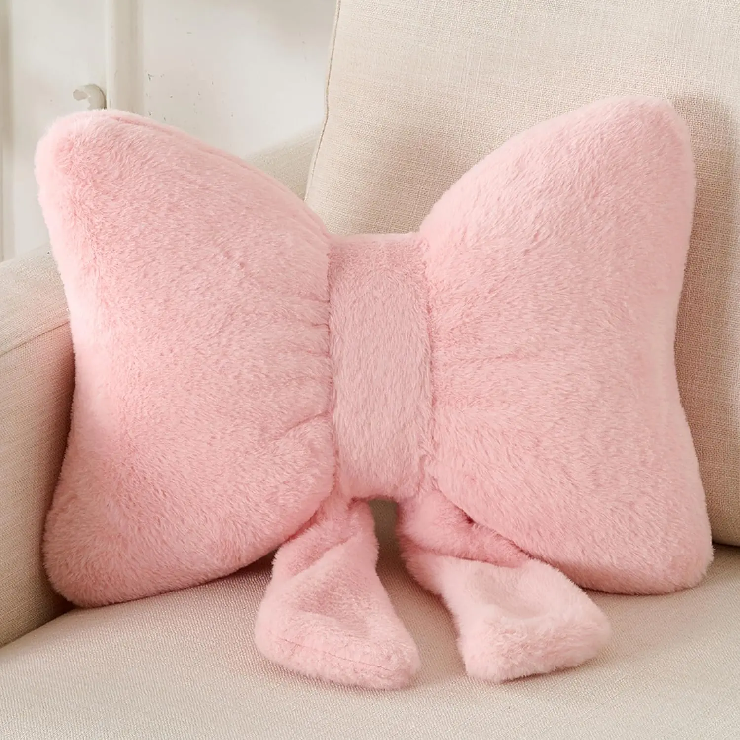 Bowknot Throw Pillows Bow Decorative Pillow Aesthetic  Decor Knot Plush Pillows Soft Seat Cushions Cute Throw Pillow for Couch Bow Room Decor
