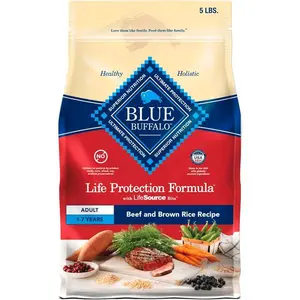 Blue Buffalo Life Protection Formula Adult Dry Dog Food, Helps Build and Maintain Strong Muscles, Made with Natural Ingredients, Beef & Brown Rice Recipe, 5-lb. Bag