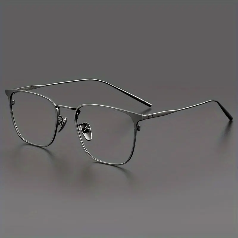 Titanium Eyeglasses, Fashionable Retro Square Full Rim Frames - Lightweight Solid Design for Unisex Business Casual Wear, Fashionable Frames Glasses, Retro Business Casual Style, Lightweight Glasses