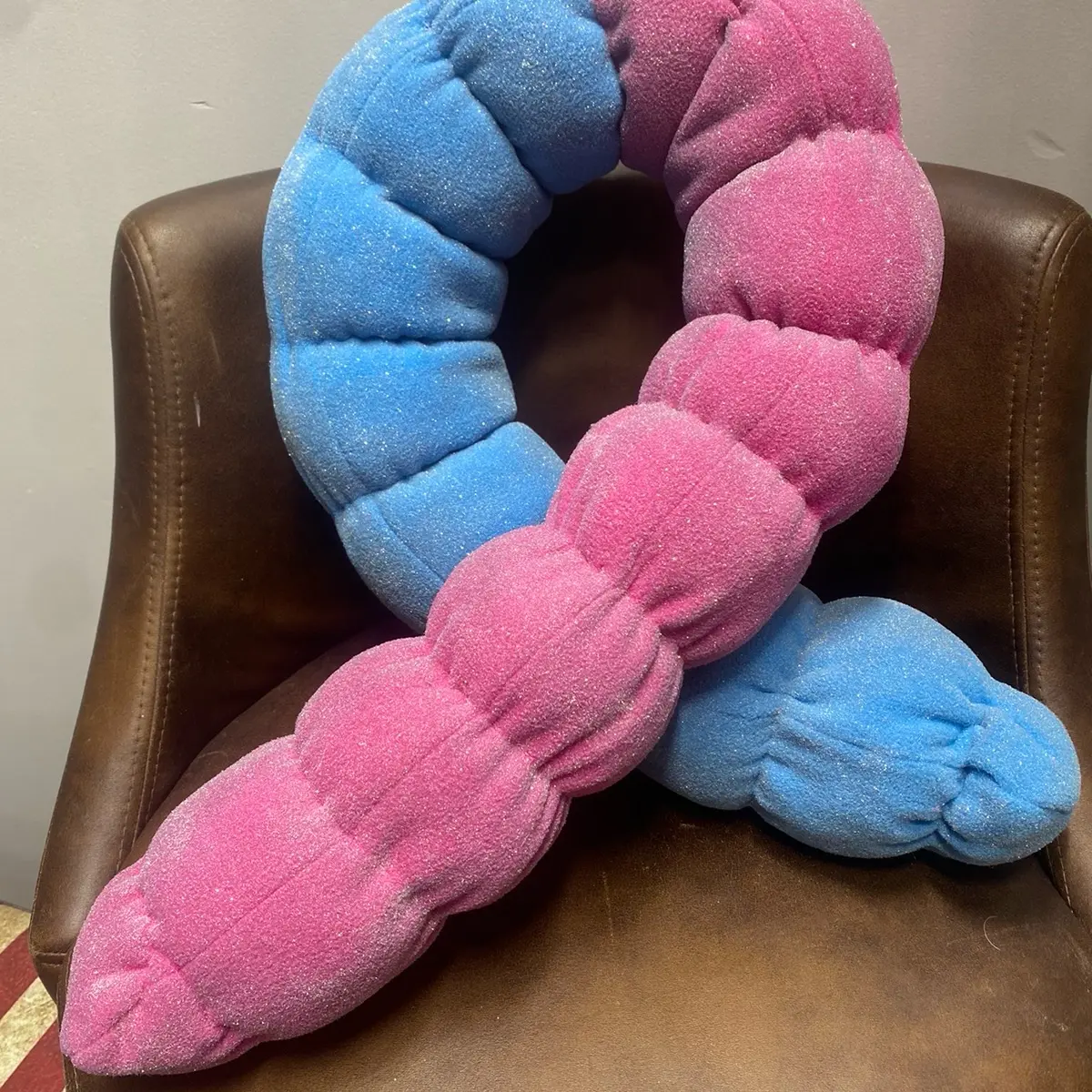 Sour gummy worm pillow