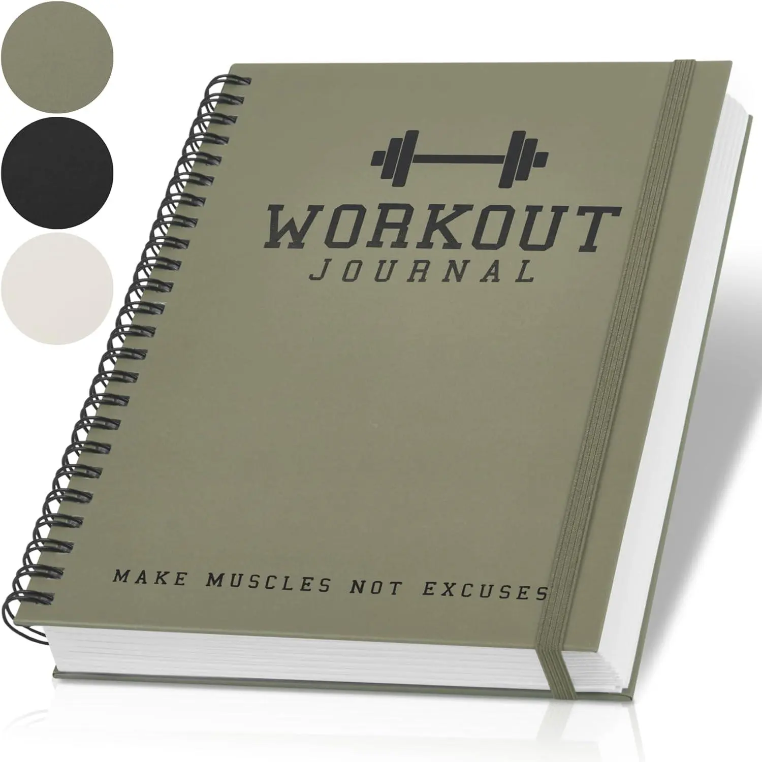 Fitness Journal for Men & Women - A5 Durable Hardcover Workout Planner with Exercise Progress Tracker, Motivation Support, Ribbon & Elastic Band for Gym & Home Use