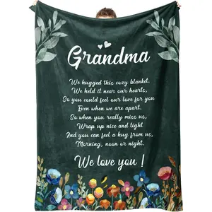 Gifts for Grandma Blanket, Grandma Birthday Gifts, Christmas, Grandparents Day Present for Grandma from Granddaughter, We Love You Cozy Throw Blankets, Soft Comfortable Warm
