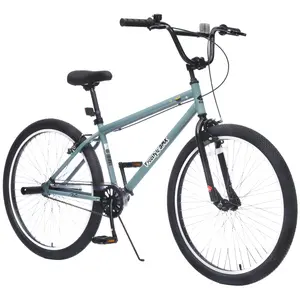 26 Inch Freestyle Steel Bike, Single-Speed with Front Caliper & Rear V Brake, Includes 2 Pegs for Teens Ages 14+