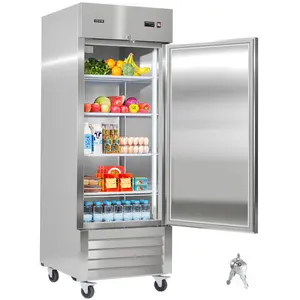 Summervibes VEVOR Commercial Reach-In Refrigerator 29 W, 22 Cu. Ft Stainless Steel Upright Refrigerator with Single Door, Auto-Defrost, 4 Adjustable Shelves, 32 to 50 Temperature Control, ETL Certified