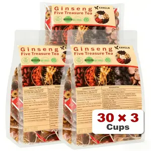 Ginseng Five Treasure Tea 3PCS 5g x 30 Bags x 3 Natural Herbal Kidney Support for Men & Women Traditional Chinese Wellness Detox Cleanse Organic Daily Healthy Tea Value Pack