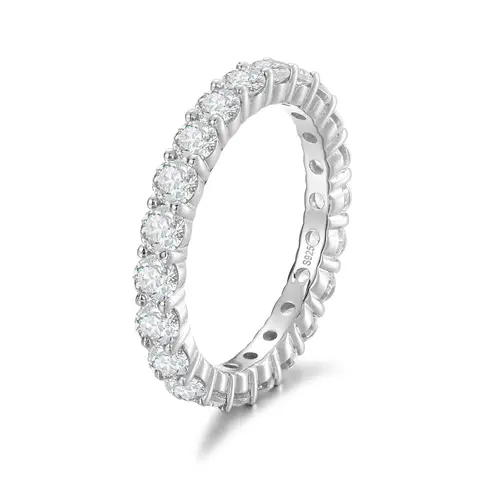 UCCIYO Women's 925 Sterling Silver Classic 3mm VVS1-VVS2 Round Artificial Moissanite Engagement Ring Band, Anniversary Pass Test Jewelry, Ideal for Proposal Gifts & Daily Wear【#R8】