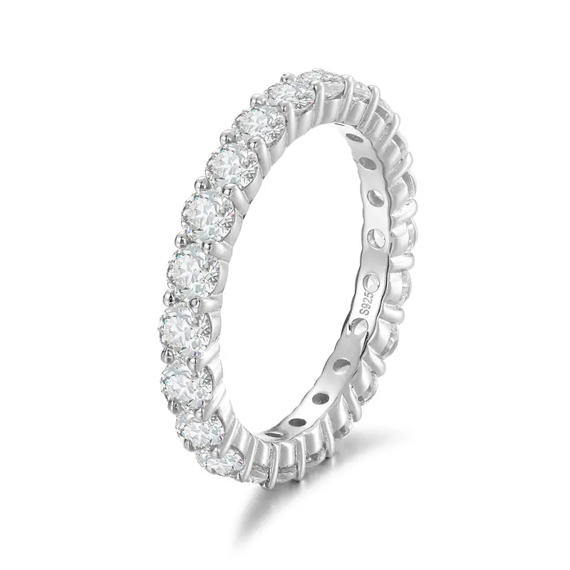 UCCIYO Women's 925 Sterling Silver Classic 3mm VVS1-VVS2 Round Artificial Moissanite Engagement Ring Band, Anniversary Pass Test Jewelry, Ideal for Proposal Gifts & Daily Wear【#R8】
