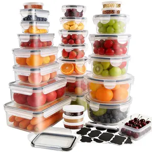 52Pcs Food Storage Containers Set (26 Containers +Lids) Airtight Plastic Meal Prep Kit for Fridge Organizer Containers,Tupperware Sets Includes Labels /Marker Utensils Kitchen Multifunctional Preserving Box